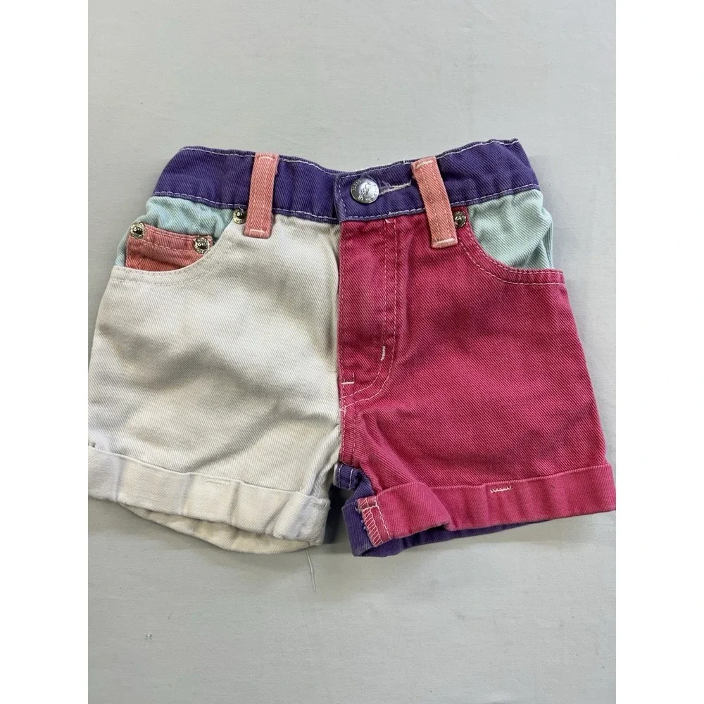 Vintage 90s Season Brand Pastel Color Block Shorts Size 2T
